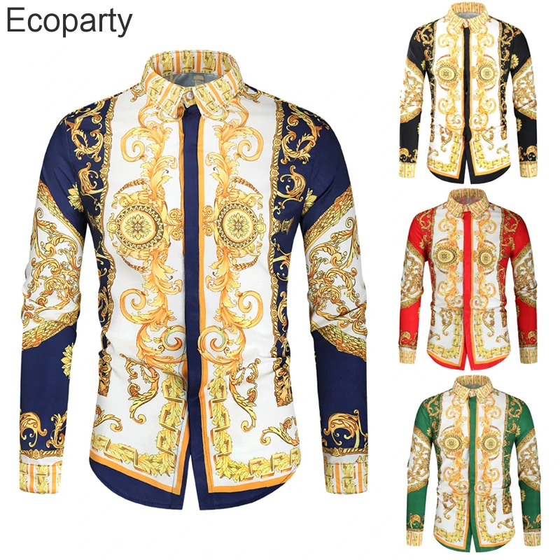 

Мужская роскошная женская Повседневная тонкая рубашка с длинным рукавом и принтом пейсли, модная женская футболка для выпускного вечера