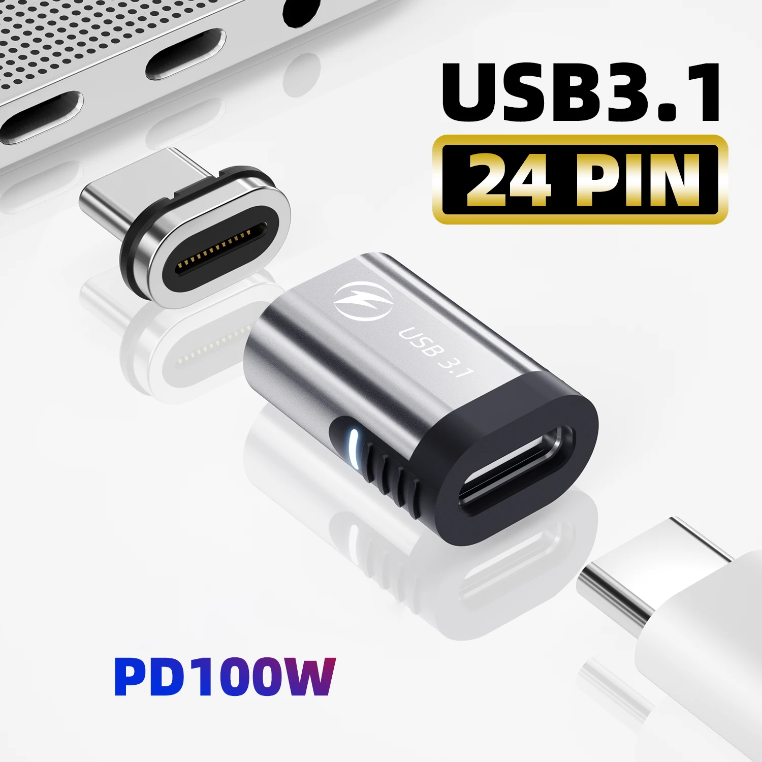 

Magnetic USB C Adapter PD 100W USB3.1 24Pin Fast Charging 10Gbp/s Data Sync Type C Magnet Converter for MacBook iPad Pro Air