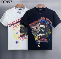 2022 new fashion brand dsquared2 men and women couple high end cotton printing short sleeved t shirt dt957