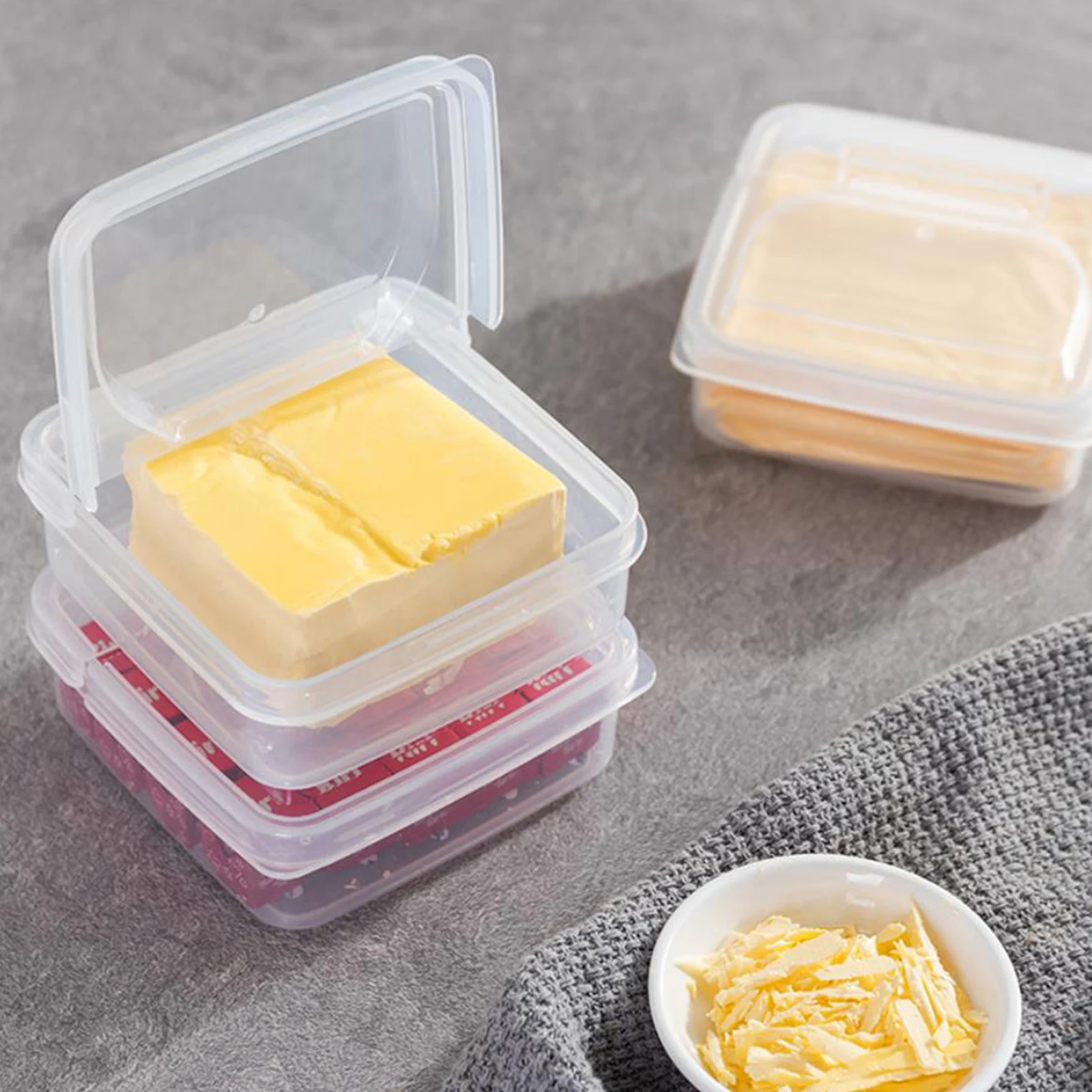 

2PCS Butter Cheese Storage Box Portable Fresh-keeping Organizer Box Container