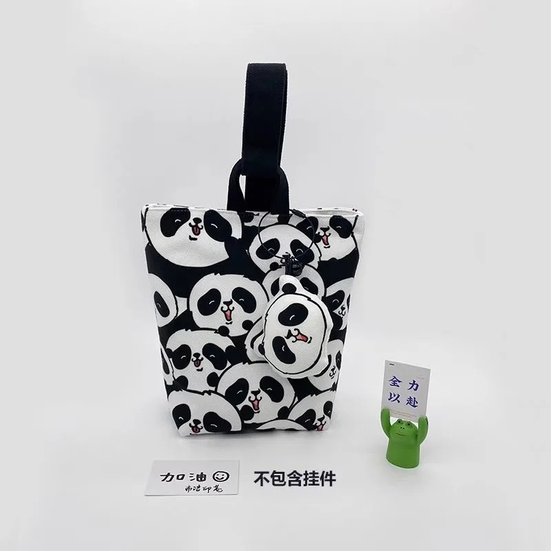 Cartoon Handheld carry bags, canvas bucket bags, cute panda portable cup bags, Diaper Coin Case Mini Stuffs Carry