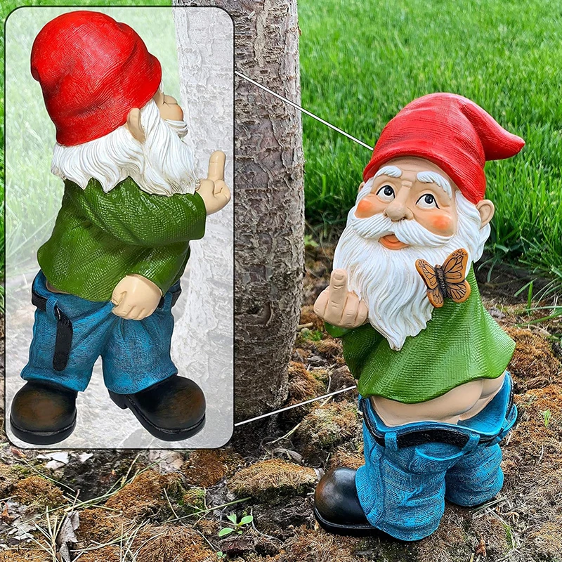 Микро средний палец статуя гнома Erect вызывающий Gnome ландшафт декоративные