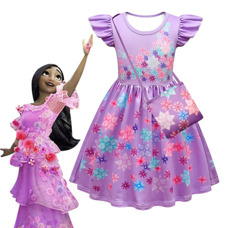 

Anime Encanto Cosplay isabella cosplay wig Purple Costume Girl Dress Children Fancy Dresses for wig Carnival Party Kids Princess