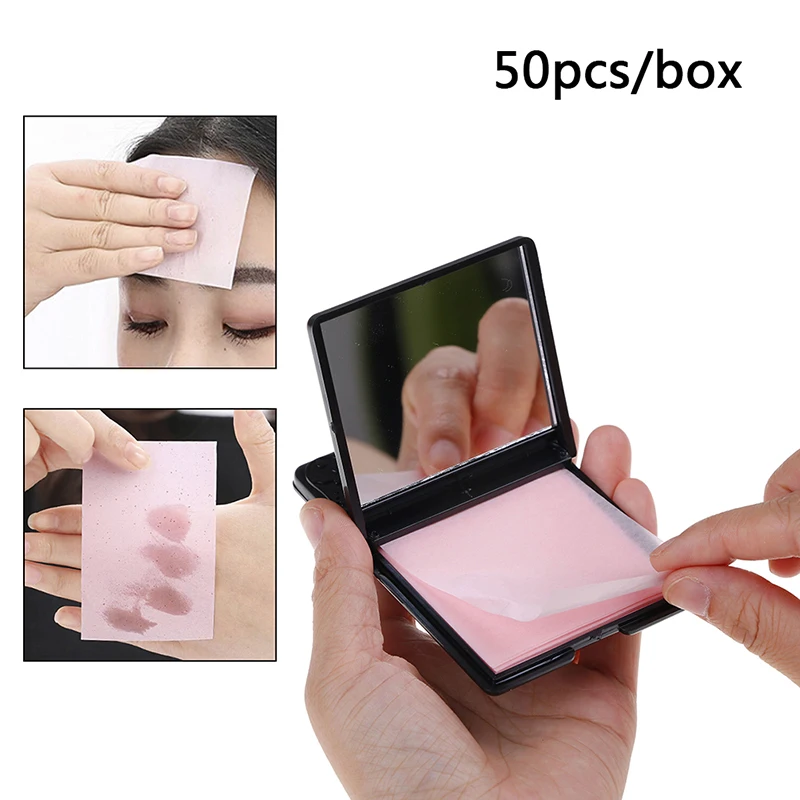

80 Sheets Women Face Oil Absorbing Paper with Mirror Case Makeup Beauty Tool Facial Tissue Rose Oil Absorbing Facial Paper