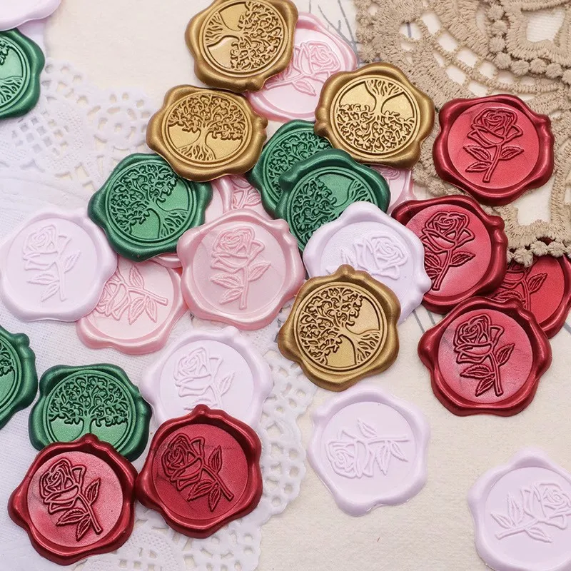 

Custom Self Adhesive Wax Seal Stickers With Double-sided Tape Stamps Stickers Invitation Letter Date Wedding Gift Envelope