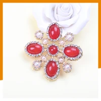 ruby fashion metal imitation pearl brooch womens retro popular corsage baroque party accessories