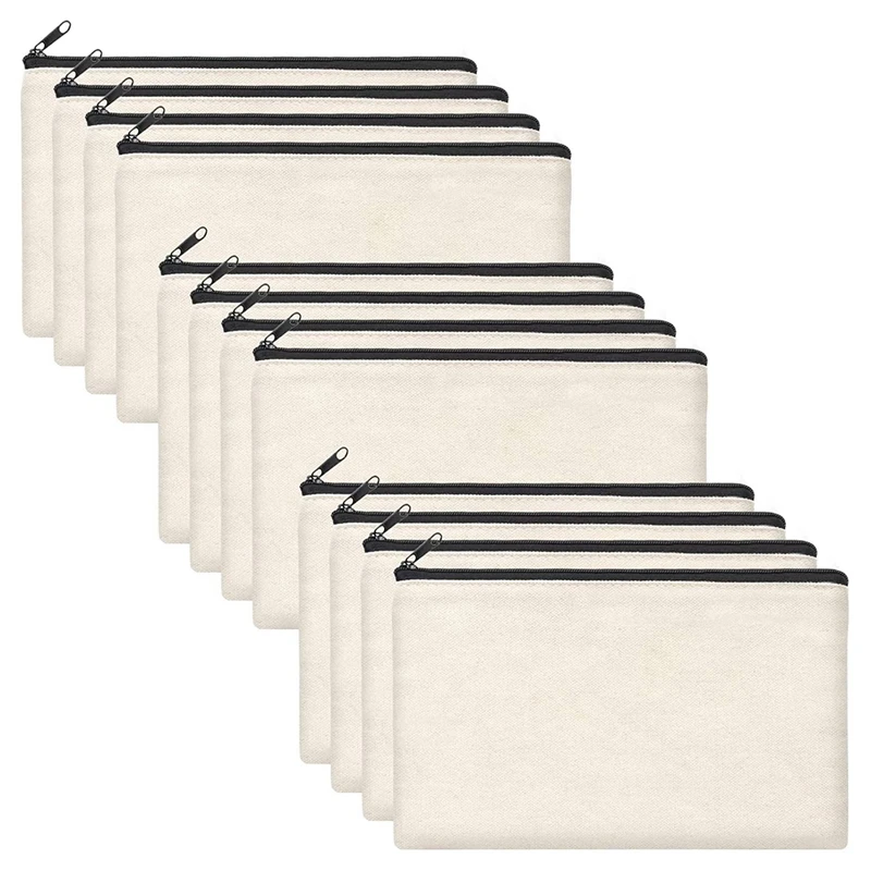 

12 шт. 13 см x 21 см бежевая сумка на молнии, пустая Холщовая Сумка для поделок «сделай сам», чехол для карандашей, дорожная сумка для стирки