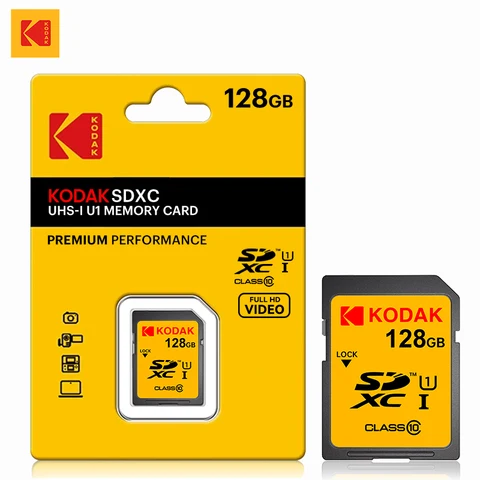 KODAK Высокоскоростная SD-карта класса 10 32 ГБ 64 ГБ 128 ГБ карта памяти carte sd USH-1 SDXC Flash USB Stick SDcards для камеры