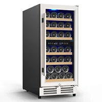 30 Bottles/15 Inch Dual Zone Wine Cooler Refrigerator Built-in or Freestanding, Independent Temperature Control Wine Fridge, wit