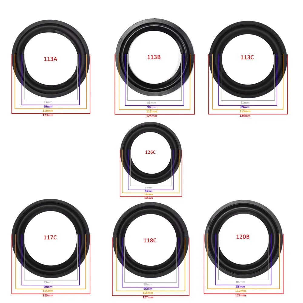 

5 inch Rubber Speaker Surround Edge Woofer Repairing Folding Edge Subwoofer Ring DIY Repair Accessories Speaker Suspension