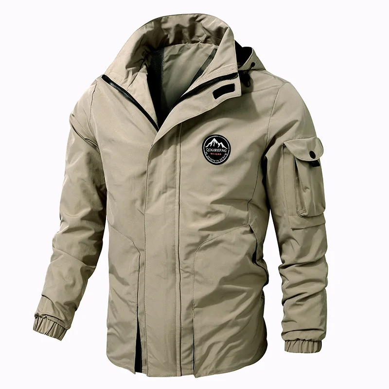 

Spring Autumn Military Jacket Men Outdoor Casual Hooded Collar Windproof Sports Mens Jacket Solid Color Coat Large Size M-8XL