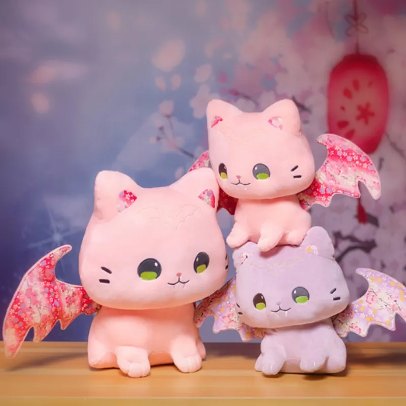 

30-40cm Winged Cat Plush Doll 2022 Symbol Of Good Luck Bat Wings Cat Plush Toy Creative Stuffed Animal Plushies Doll For Kids