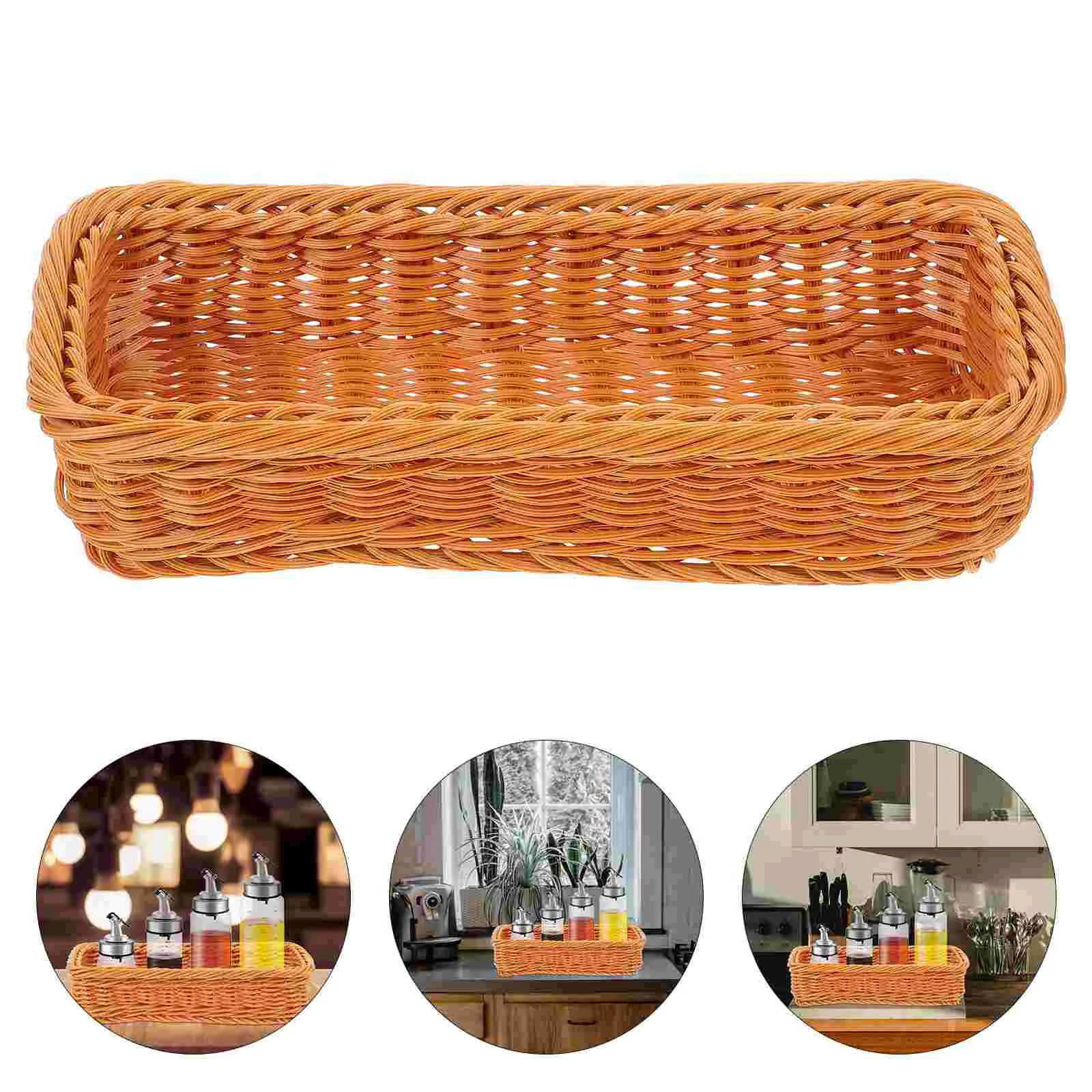 

Basket Storage Woven Wicker Baskets Rattan Tray Holder Organizer Seagrass Toilet Bathroom Fruit Decorative Guest