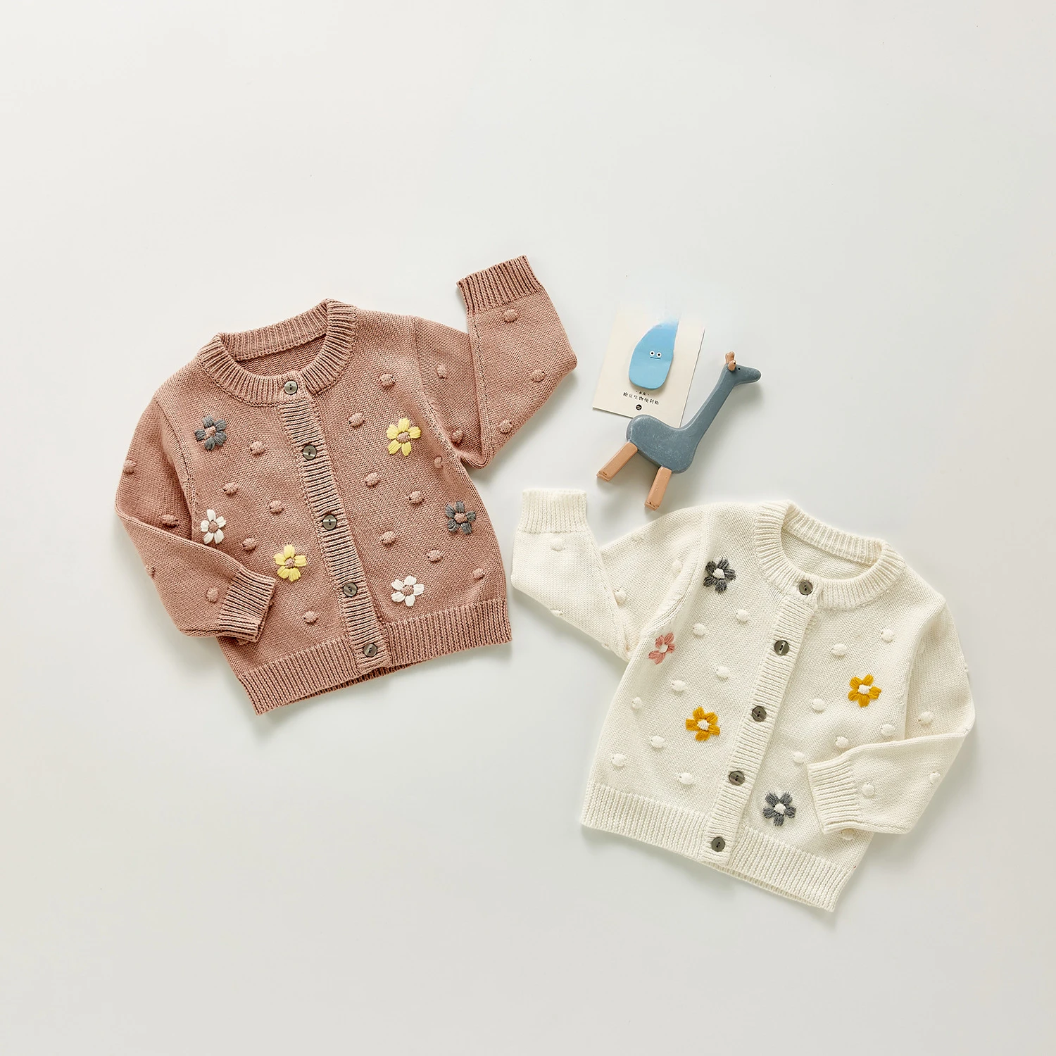 

RiniLucia Autumn Baby Girls Sweaters Sweet Toddler floral dot Knitted Sweater Cardigan Girls Coat Kids Jacket Children Outerwear