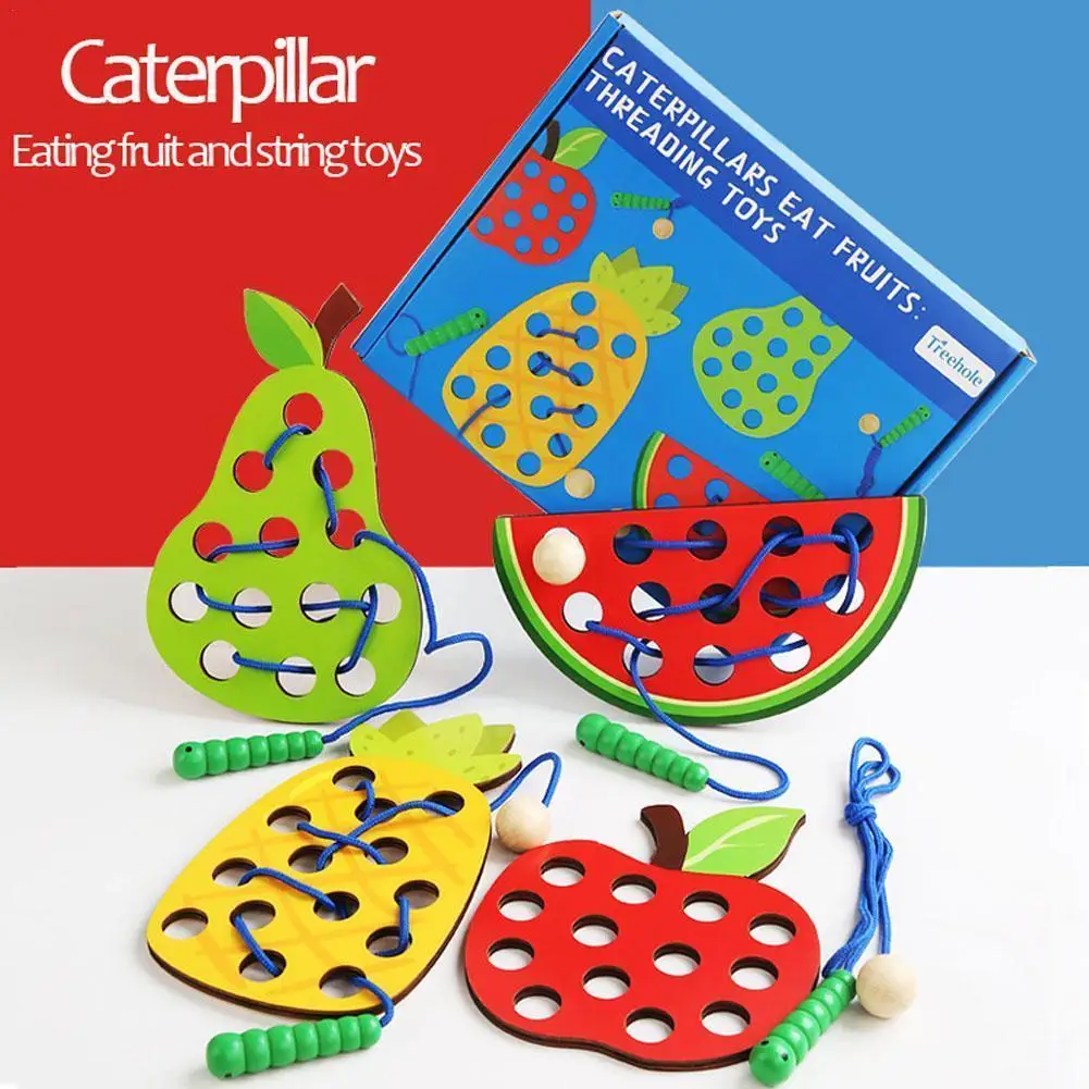 

Учебные пособия, деревянные гусеницы, съедобные фрукты, Детская нить, строгие ранцы, Обучающие игрушки, доска T4s5