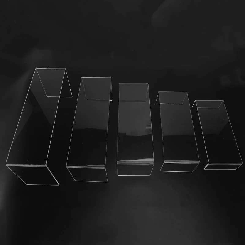 5 Pack Clear Acrylic Display Risers, 5 Sizes Acrylic Jewelry Display Riser Shelf Showcase Fixtures For Cake, Display