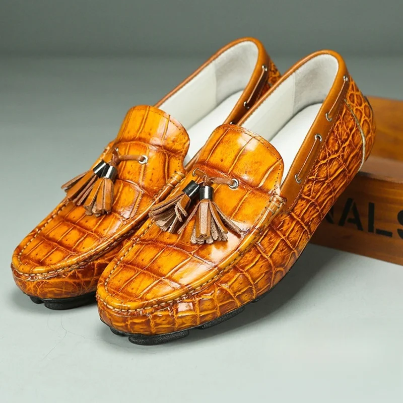 Мужские повседневные кроссовки из натуральной крокодиловой кожи с полировкой на