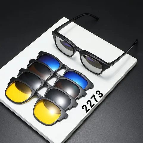 Оправа для очков 6 в 1 для мужчин и женщин, оптические очки для близорукости с 5 зажимами, поляризационные солнцезащитные очки, магнитные очки для мужчин, очки 2273