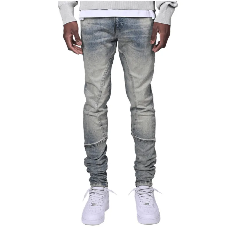 2022 New Mens Jeans Casual Medium Waist Slim Fit Casual Pencil Pants Full Length Denim Trousers Pantalones Vaqueros Hombre