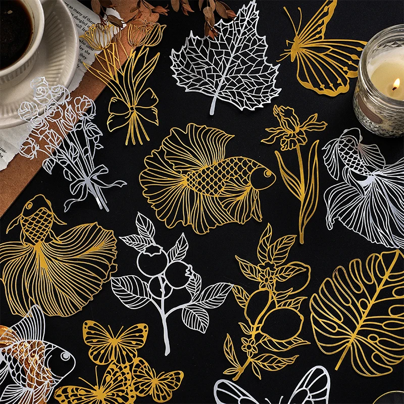 10 шт./лот бумага для скрапбукинга в эстетике Позолоченные канцелярские товары из