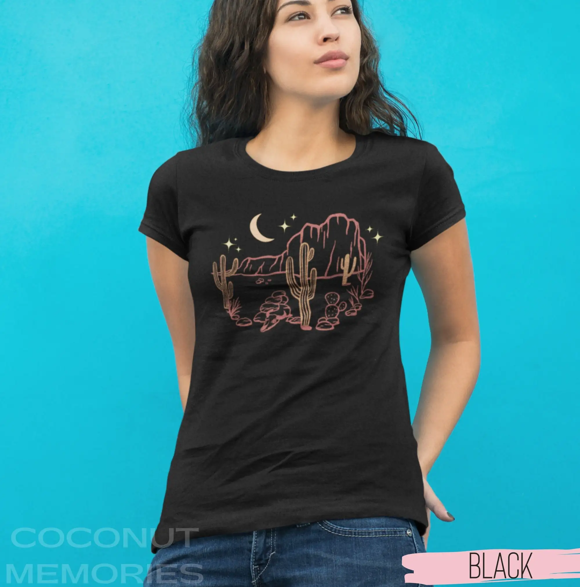 Футболка с пейзажем пустыни ночной кемпинг под луной и звездами странные