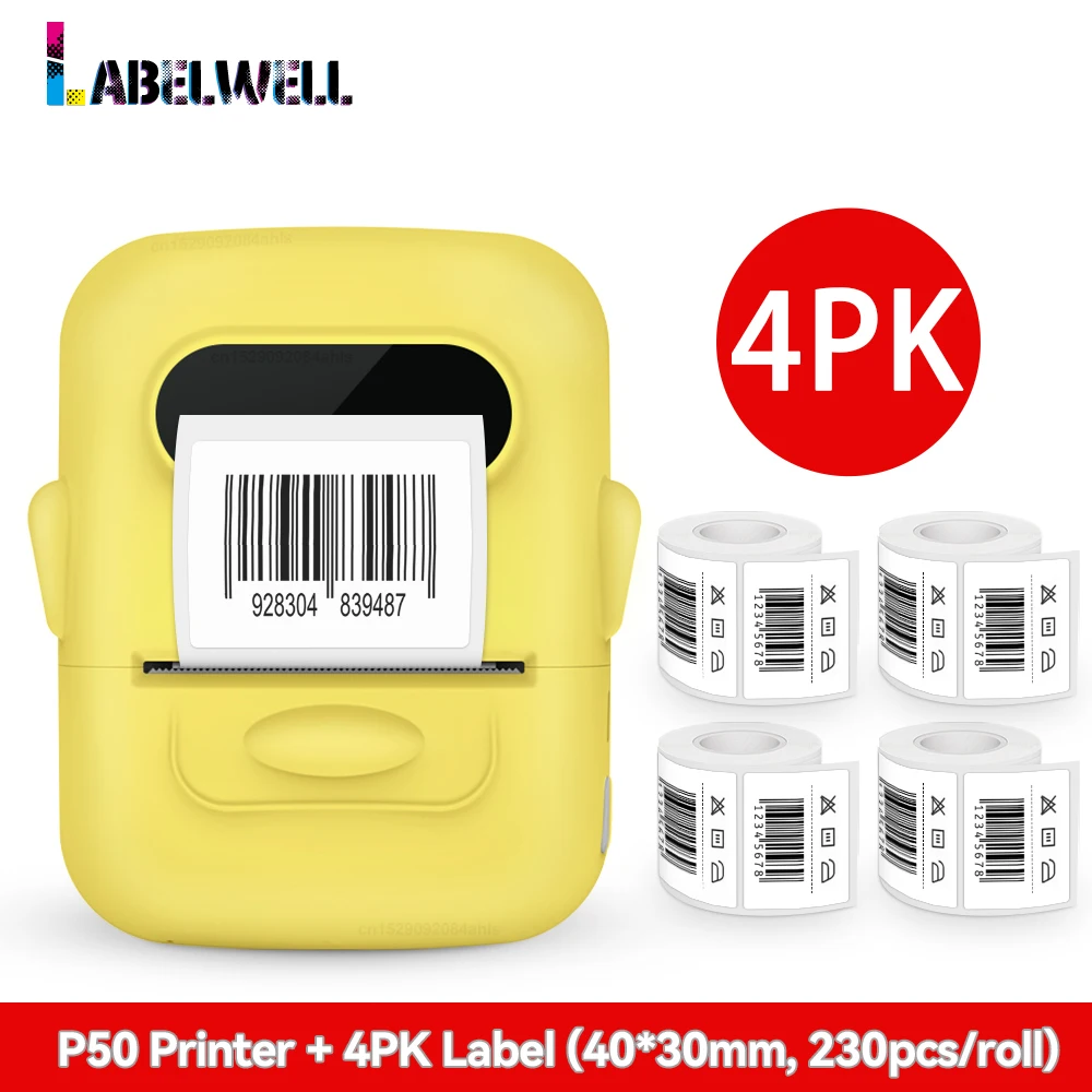 

Mini Portable P50 Thermal Label Printer Handheld Wireless Bluetooth Label Maker Inkless Print Labeller with Adhesive Label Tape