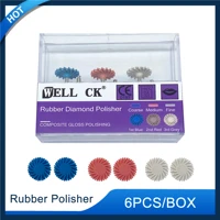 6pcsbox dental rubber polisher composite resin polishing diamond system ra disc 14mm wheel kit diamond spiral flex brush