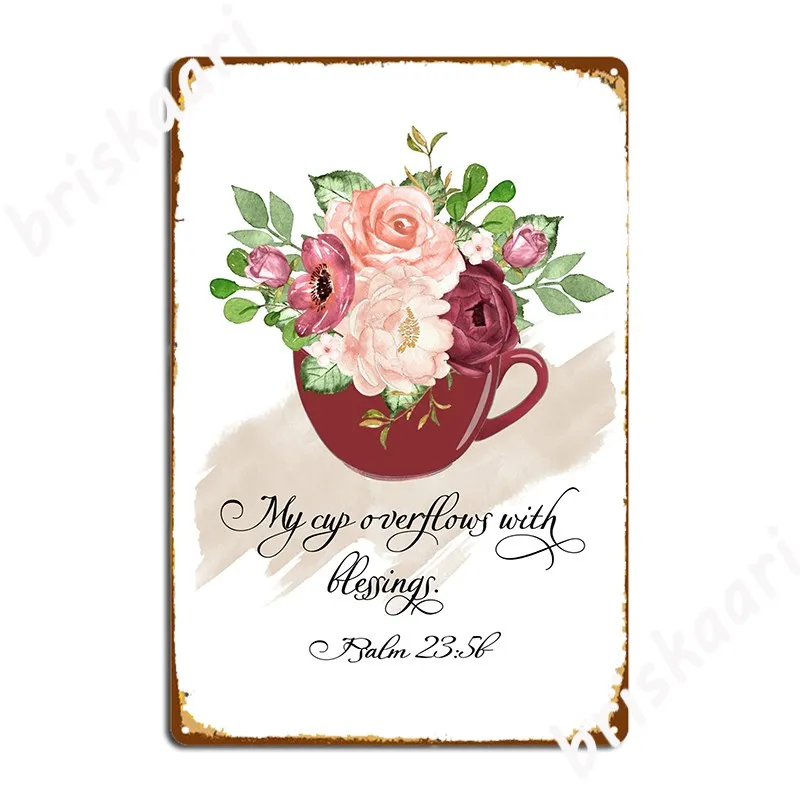 

My Cup переливается с благословениями, Библия, постеры, настенное искусство, Псалом 23, 5, Писание, металлический плакат, напечатанные таблички д...
