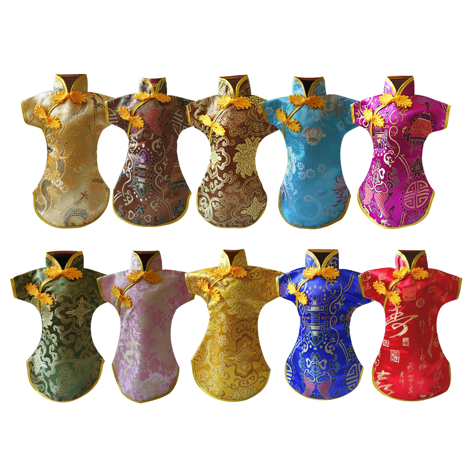

10pcs Embroidery Dinner Anti Dust Durable Gifts Non Slip Home Elegant Chinese Style Classical Wine Bottle Cover Tang Dress Party
