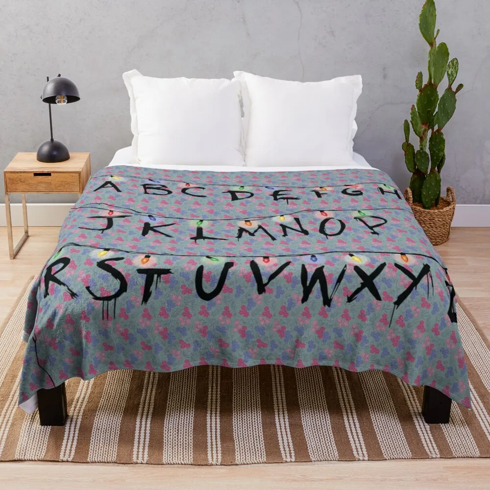 

Stranger Things Alphabet Throw Blanket picnic blanket flannel fabric
