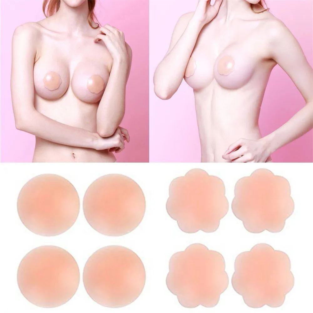 

4 Pairs Reusable Silicone Breast Nipple Cover Bra Women Invisible Waterproof Breathable Adhesive Petals Pasties Pad Covers