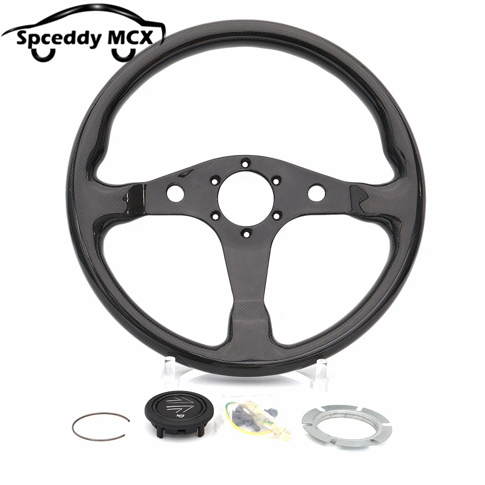 

Полностью углеродное волокно, 100% руль, 14 дюймов, 345 мм, автомобильный спортивный гоночный дрифт, плоский руль для BMW Audi, универсальный