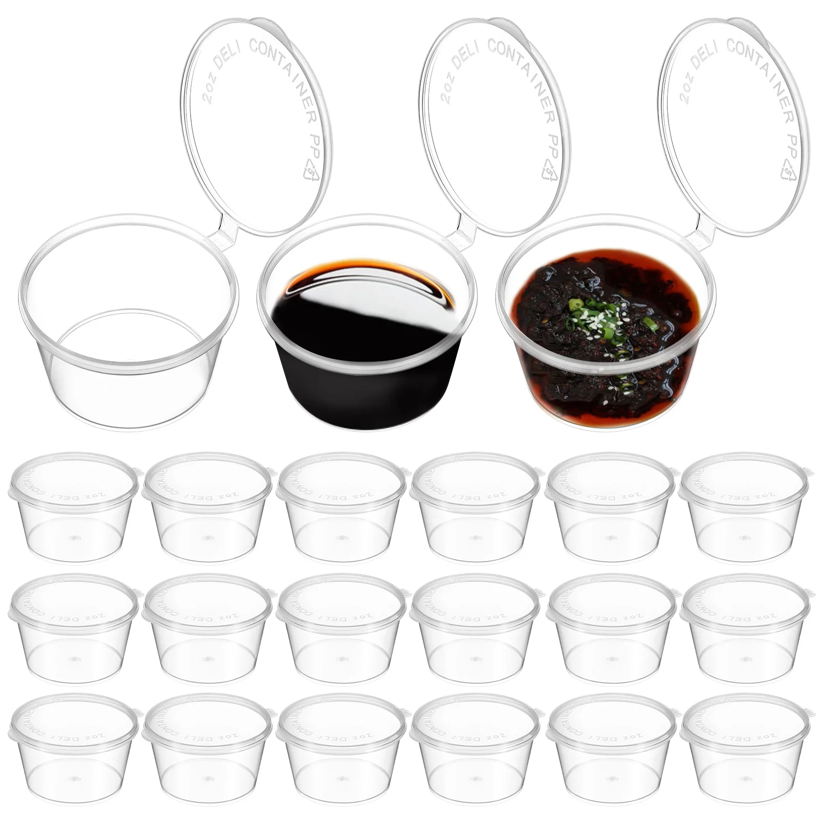 

100 Pcs Convex Cover Measuring Cups Seasoning Packing Pp 2 Oz Plastic Containers With Lids