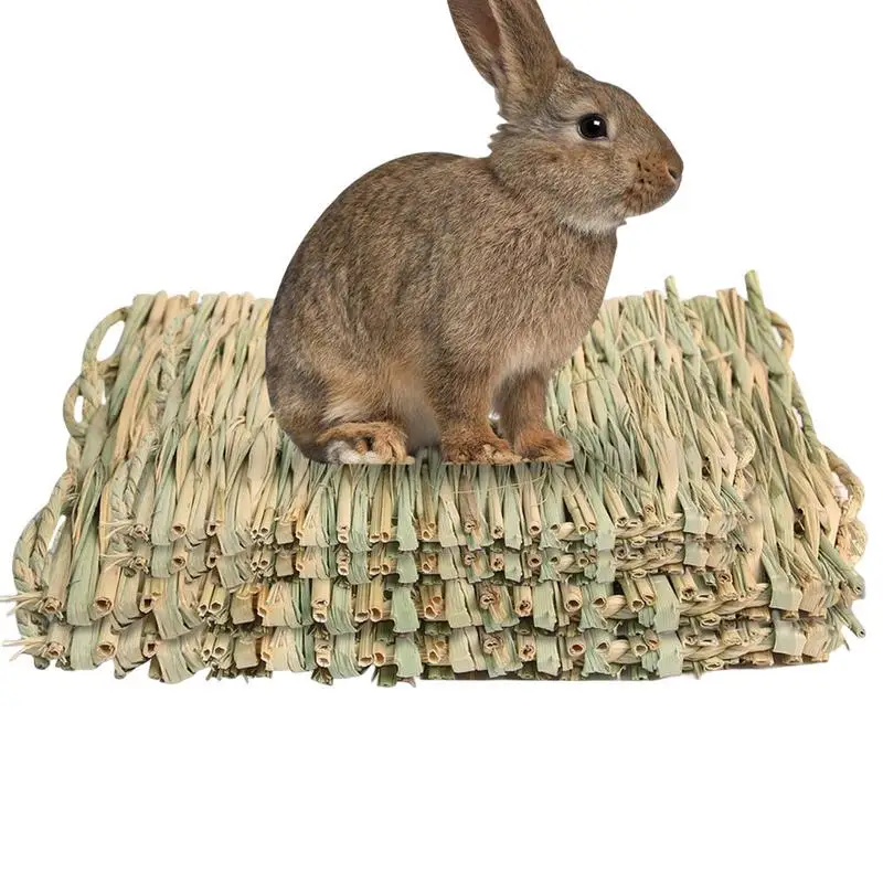 

Bunny Hay Mat Woven Rabbit Straw Mat Bunny Mat Bunny Grass Bed Nest Play Chew Toys For Rabbit Hamster Chinchilla Squirrel
