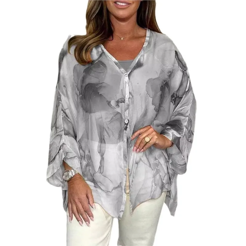 Элегантные женские рубашки с принтом в стиле бохо топы 2024 новая мода свободные