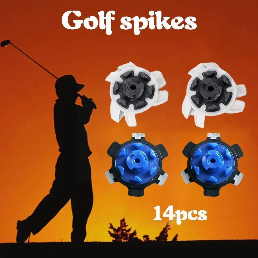 14pcs Golf Shoe Spikes Pins Non-slip Turn Fast Twist Spikes Accessories Short Spike Screw Golf Golf Shoe Training Aids J0X5