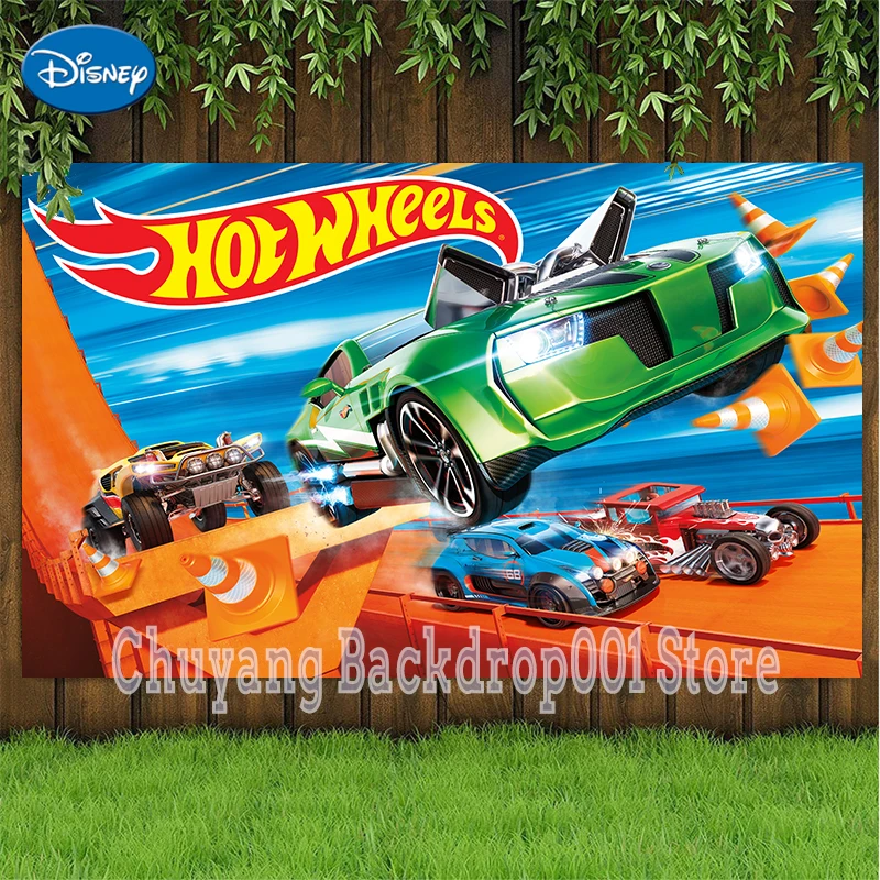 Racing Car Backdrop Hot Wheels Wild Racer Runway Boy Birthday Party Custom Photography Background Photo Decor Supplies