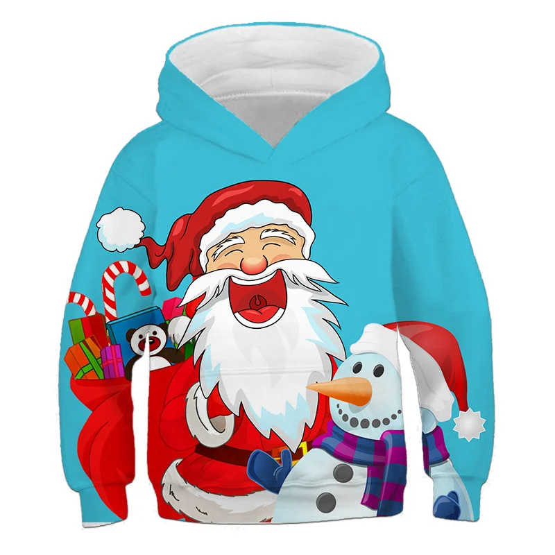 

Merry Christmas Santa Claus Clothing Children's Jacket Boys Girls Sweatshirt Children's Hoodie Warm Woolen Shirt