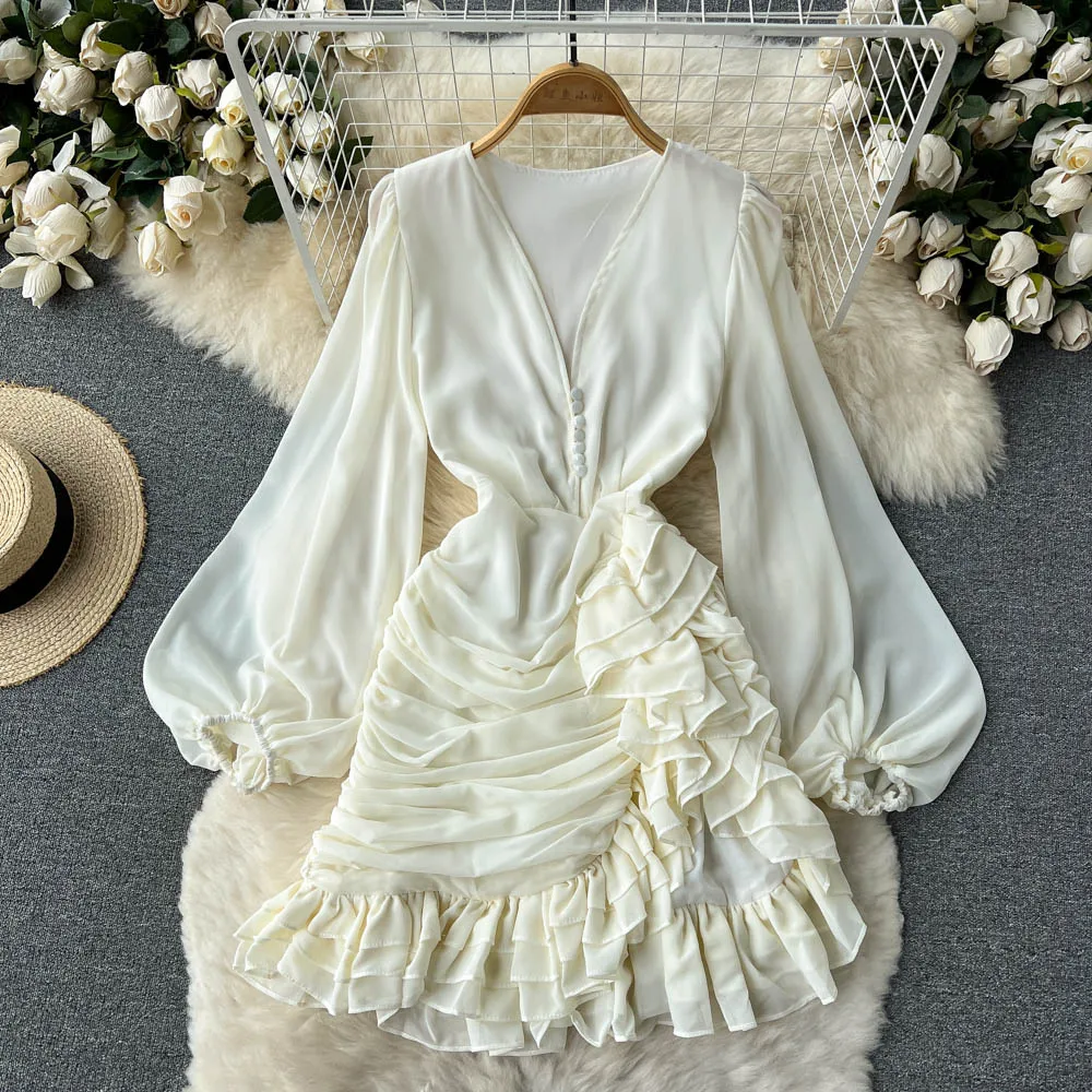 

Женское Плиссированное Платье с V-образным вырезом и высокой талией