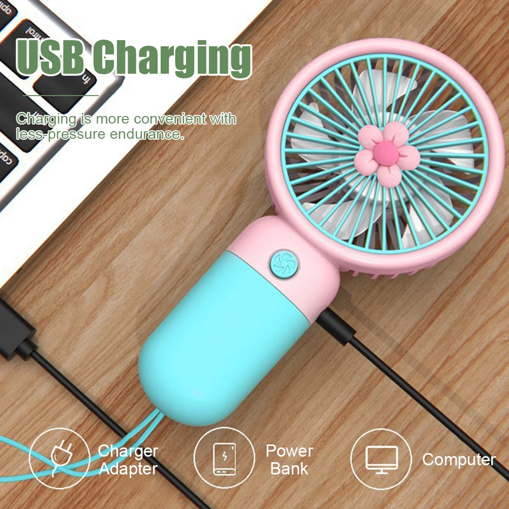 

New Portable Mini Wind Power Handheld Fan Ultra-quiet Cooling Fan Outdoor Travel Hiking Camping Office Birthday Gift Cute Fans