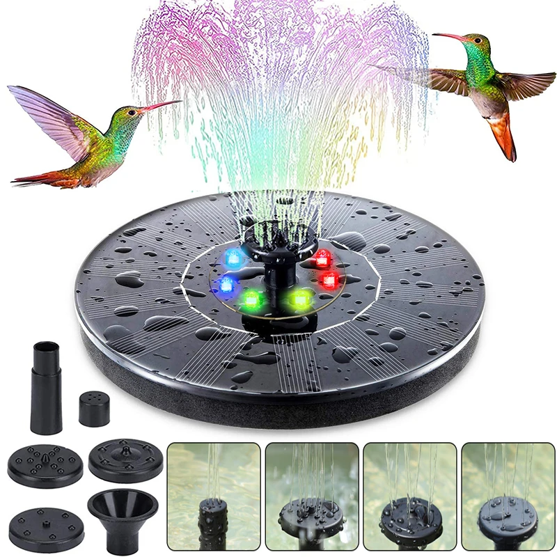 

LED Solar Water Fountain Pond Colorful Waterfall Float Fountain Pump Swimming Pool Garden Decoration Outdoor Bird Bath Fountain