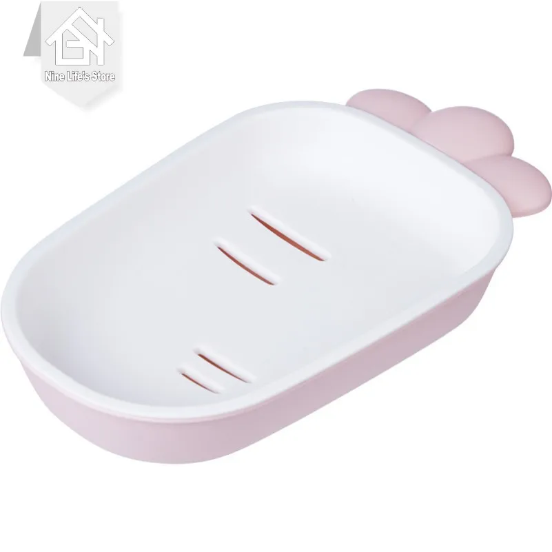 

1 Pack Creative Carrot Shaped Drain Soap Rack Box Bathroom Shower Soap Rack Organizer Tray Bathroom Supplies Soap Dish