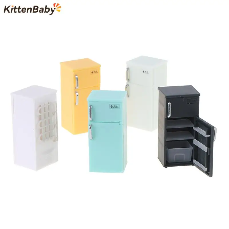 

Miniature Dollhouse Retro Kitchen Plastic Fridge Refrigerator Freezer For Dolls Bedroom Living Room Accessories Toy Model