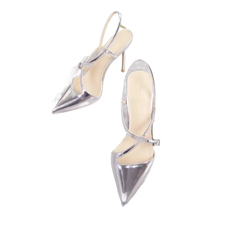 Новые золотистые серебряные туфли-лодочки женские модные остроконечные