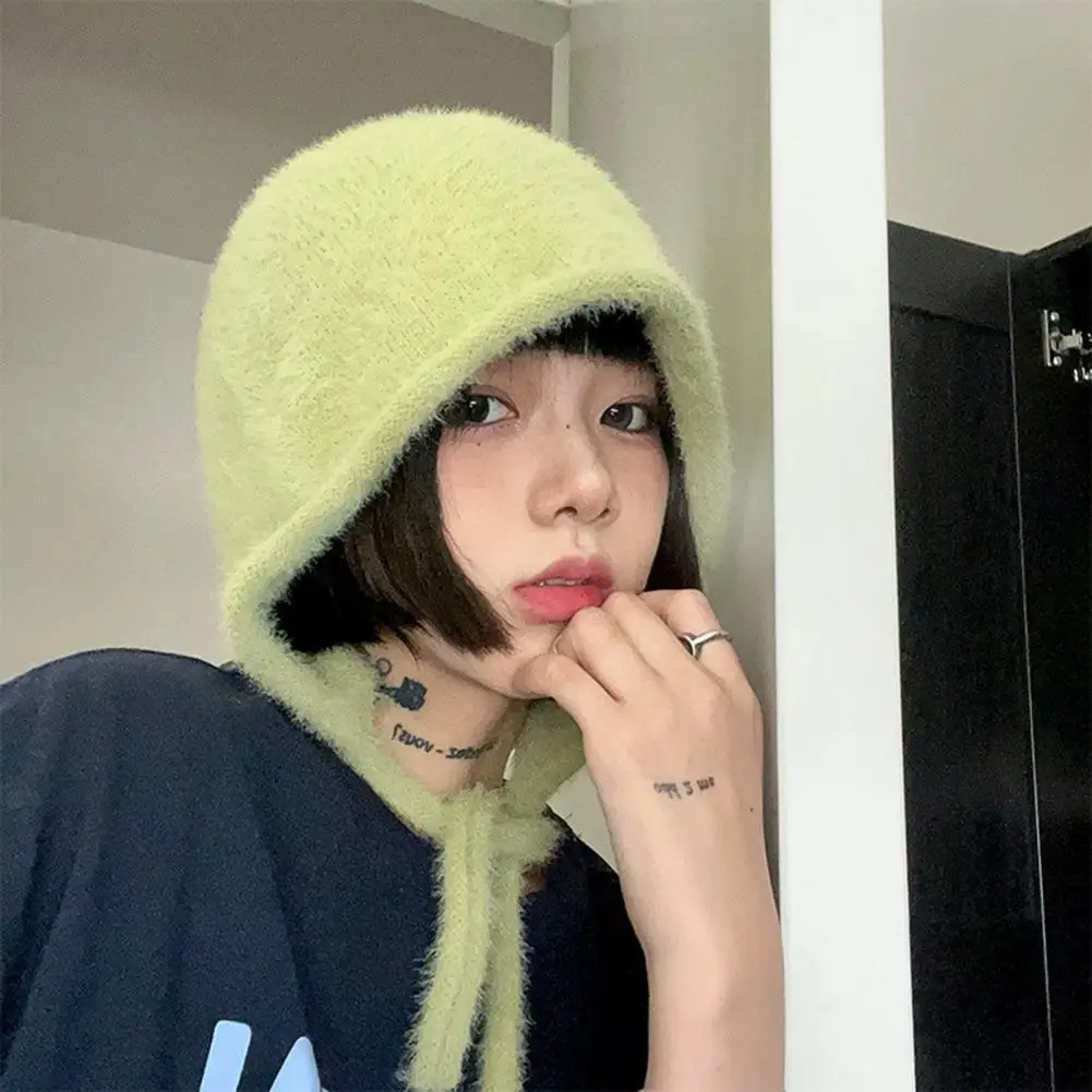 

Winter Women's Hat Ear Guards Strapless Strap Winter Hat Men's and Women's Drawstring One-Piece Hat Warmer