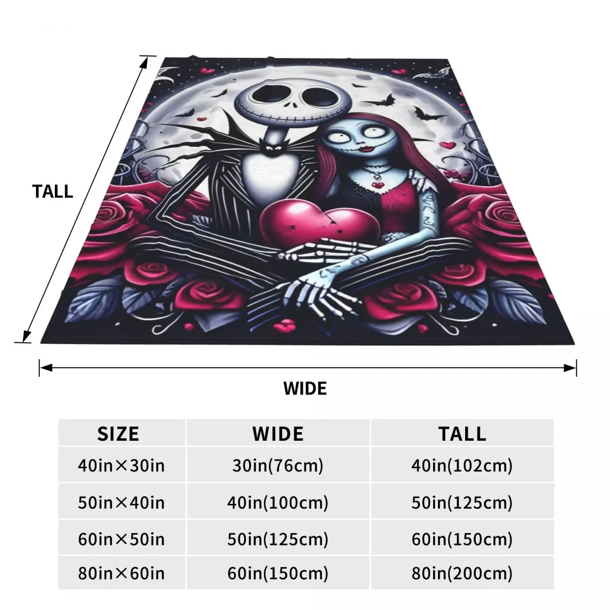 Фланелевое одеяло Кошмар перед Рождеством Джек Скеллингтон и Салли постельное