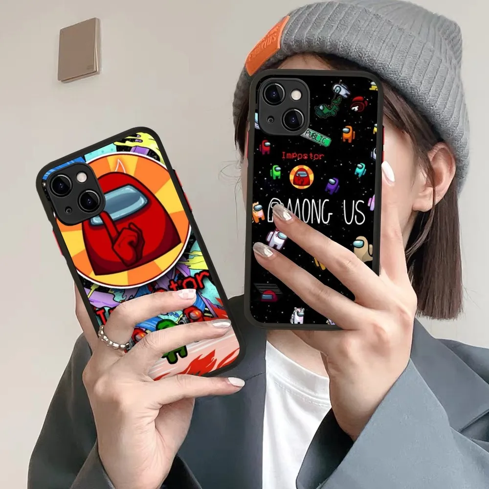 

Cartoon Game A-Among We Phone Case For iPhone 14 X XR XS 7 8 Plus 11 12 13 pro MAX 13mini Matte Shockproof Case