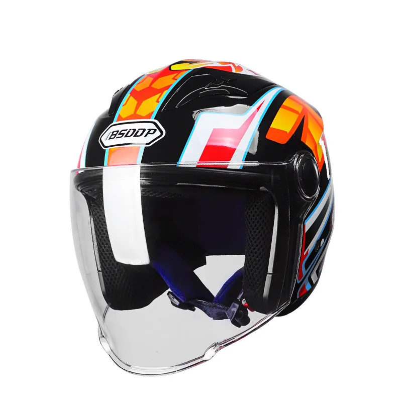 

BSDDP Electric Motorcycle Helmet 3 C Authentication Sunscreen Xia Kui Half Cover Winter Warm Hard Hats For Men And Women