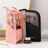 1pc new clear zipper stand cosmetic makeup accessories toiletry bag outdoor travel female makeup beauty brush holder organizer