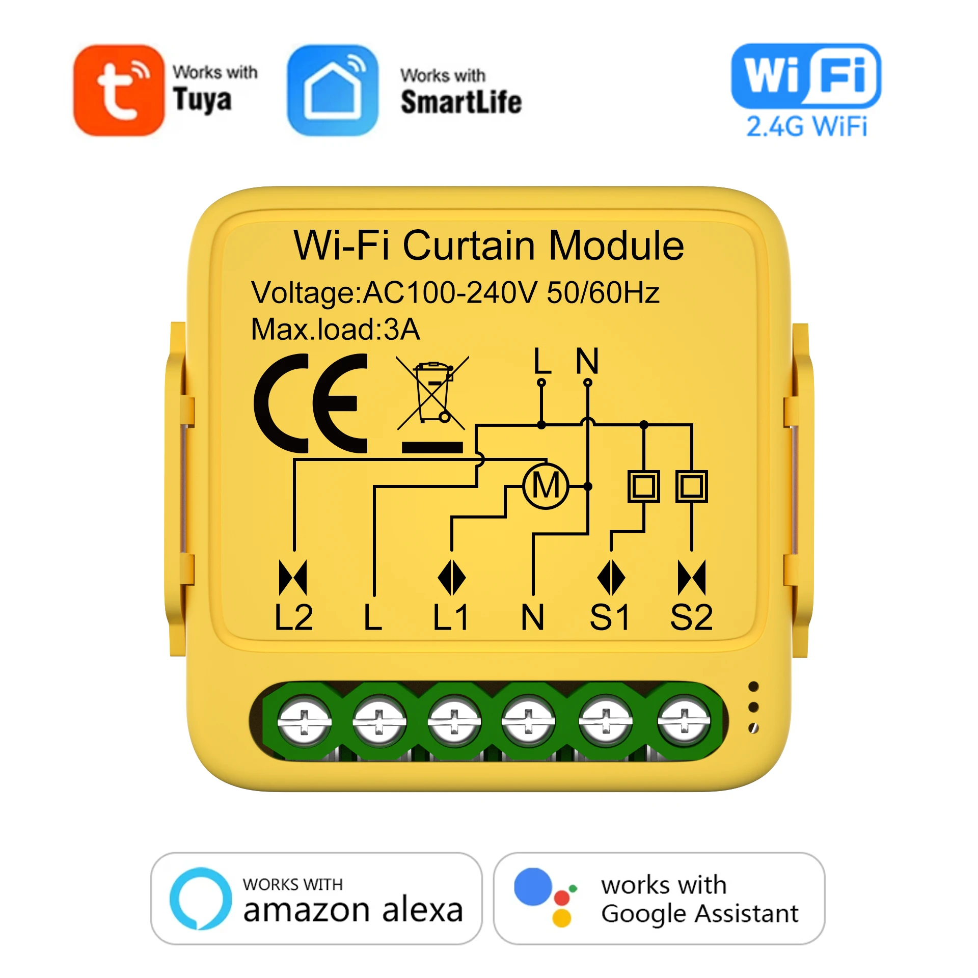 

Умный выключатель для штор Tuya ZigBee, Wi-Fi устройство для управления затвором, с электромотором, работает с Alexa Google